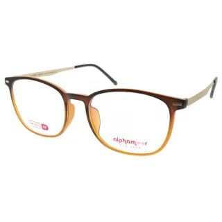 【Alphameer】記憶塑鋼質感復古款眼鏡(漸層棕-金#AM3603 C6)