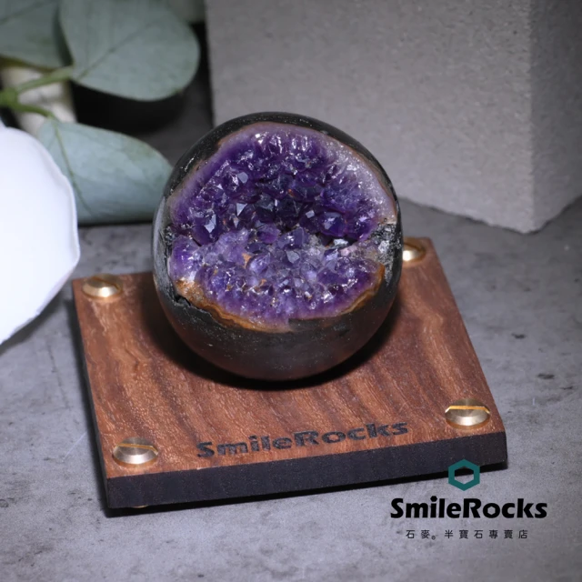 SmileRocks 石麥 烏拉圭紫晶洞球 直徑6.2cm No.051610328(附SmilePad 9X9底板)