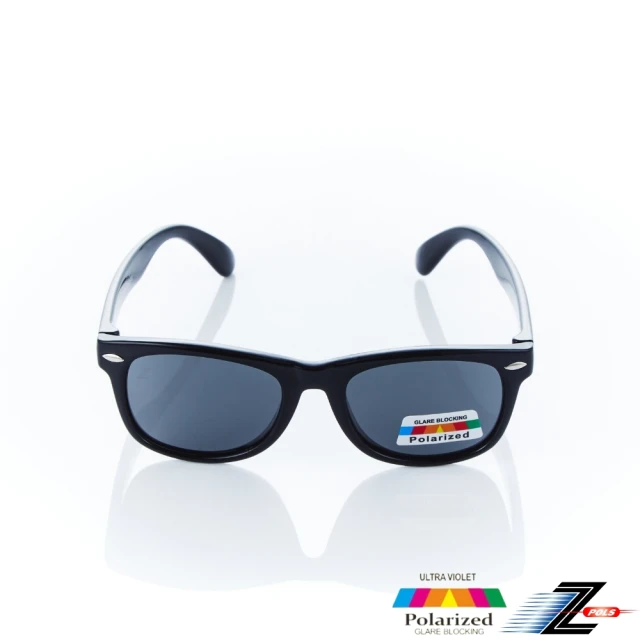 Z-POLSZ-POLS 兒童專用經典質感黑帥氣鉚釘設計彈性材質 Polarized寶麗來偏光太陽眼鏡(抗紫外線UV400)