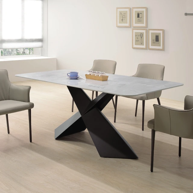 MUNA 家居 漢斯5.3尺岩板伸縮餐桌/946白/不含椅(