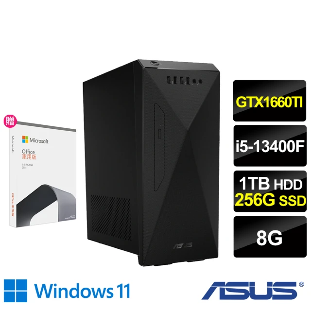 【ASUS 華碩】Office2021組★i5 GTX1660Ti十核電腦(H-S501ME/i5-13400F/8G/1TB+256G SSD/GTX1660Ti/W11H)