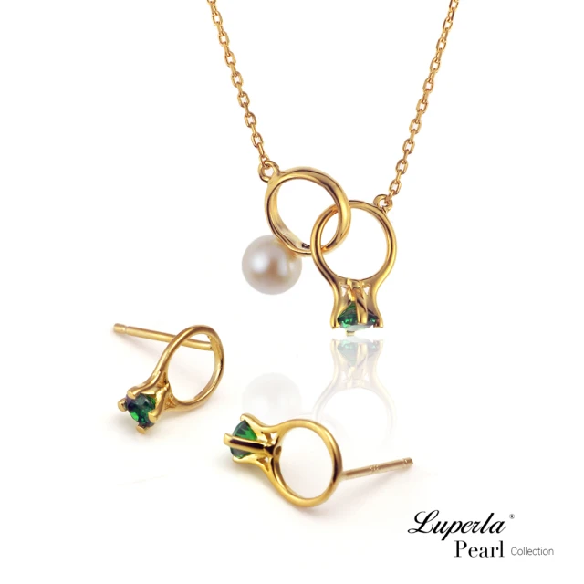 大東山珠寶 孔雀綠寶石珍珠純銀項鍊耳環套組(925純銀)評價