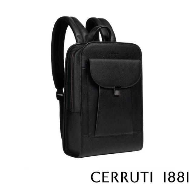 【Cerruti 1881】限量2折 義大利頂級小牛皮後背包 CEZA06173M 全新專櫃展示品(黑色)