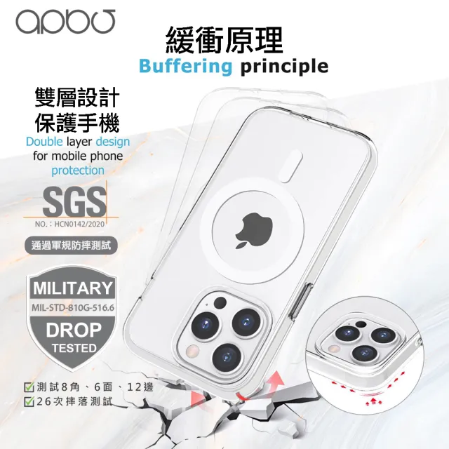 【apbs】iPhone 16/15/14/13/12/11系列 浮雕感輕薄軍規防摔磁吸手機殼(轉折)