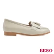 【A.S.O 阿瘦集團】BESO經典立體流蘇舒適平底樂福鞋(奶油白)