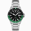 【EMPORIO ARMANI】亞曼尼 Diver 黑綠撞色GMT手錶-42mm(AR11589)