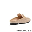 【MELROSE】美樂斯 高雅品味晶鑽一字釦毛呢布穆勒低跟拖鞋(杏)