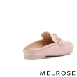 【MELROSE】美樂斯 高雅品味晶鑽一字釦毛呢布穆勒低跟拖鞋(粉)