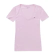 【Tommy Hilfiger】TOMMY 經典V領Logo素面短袖T恤-女-粉色(平輸品/爆款/必備基本款)