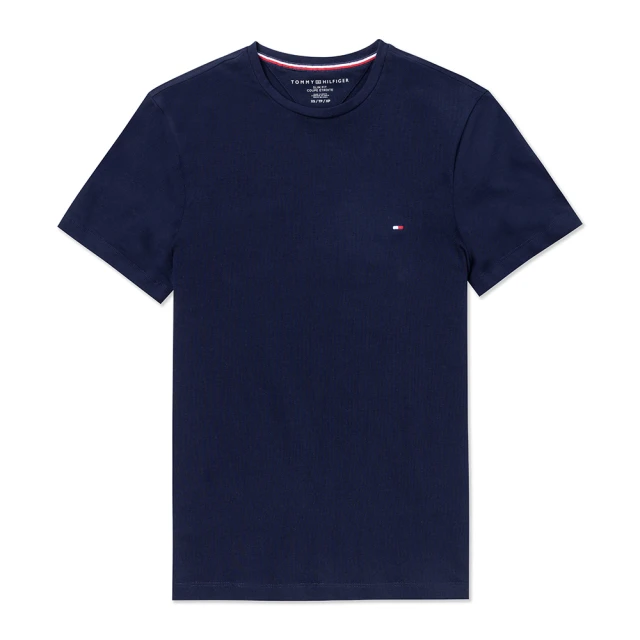 【Tommy Hilfiger】TOMMY 經典圓領Logo素面短袖T恤-深藍色(平輸品)