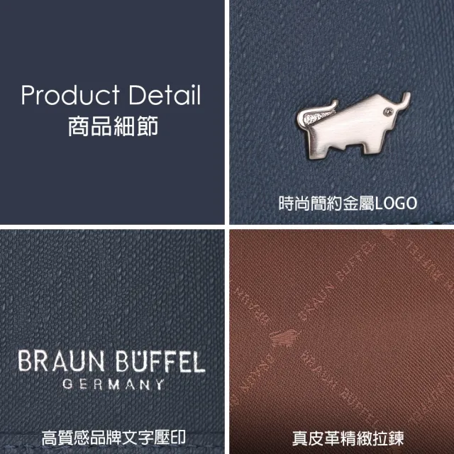 【BRAUN BUFFEL 德國小金牛】台灣總代理 HOMME-M 6卡男夾-深藍色(BF306-312-MAR)