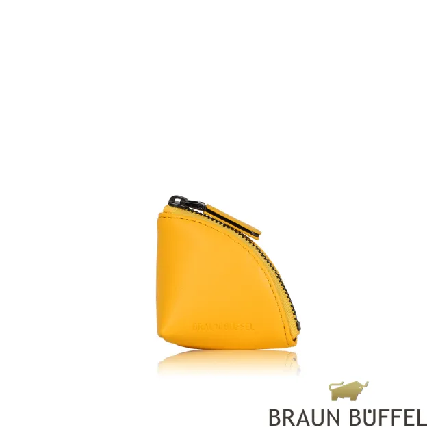 【BRAUN BUFFEL 德國小金牛】台灣總代理 芙洛拉 拉鍊零錢包-黃色小蒼蘭(BF804-160-YF)