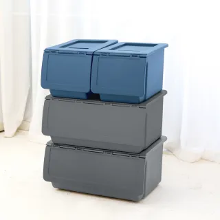 【OP生活】莫蘭迪色系雙開收納箱-任選4入組(超大容量 收納箱 收納櫃 置物箱 置物櫃 收納 衣物收納 收納盒)