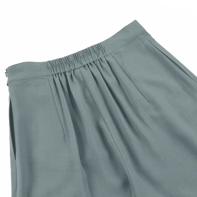 【ILEY 伊蕾】綁帶後鬆緊西裝寬褲(鐵灰色；M-XL；1242026728)