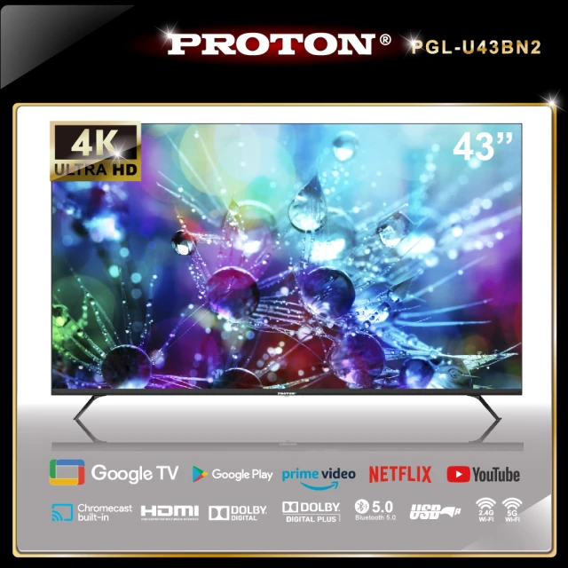 【PROTON 普騰】43型 4K HDR Google TV 智慧聯網液晶顯示器(PGL-U43BN2)