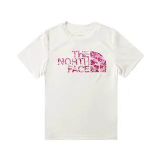【The North Face 官方旗艦】北面兒童白色吸濕排汗防曬炫彩LOGO短袖T恤｜88H6QLI