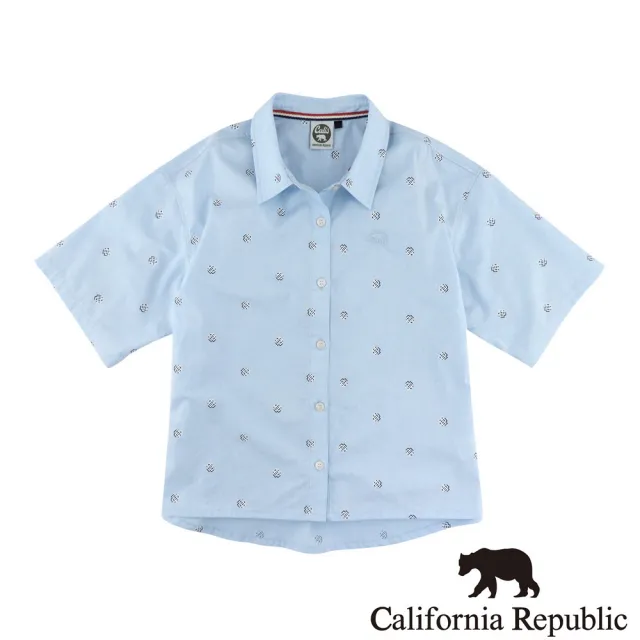 【California Republic】CR圖騰滿版印花寬鬆版襯衫(女版)