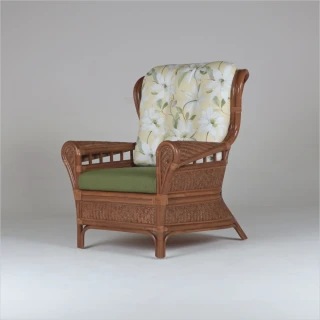【山茶花家具】藤椅沙發-藤皮編織 單人椅AS326-1(素雅清麗布料)