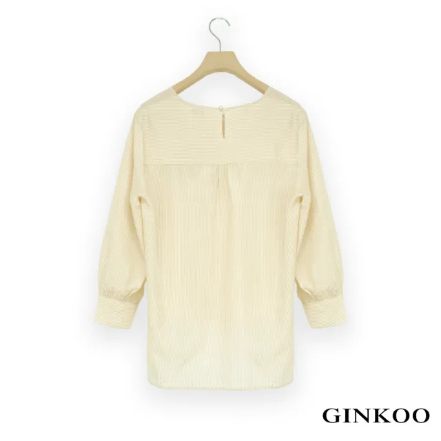 【GINKOO 俊克】條紋七分圓領上衣