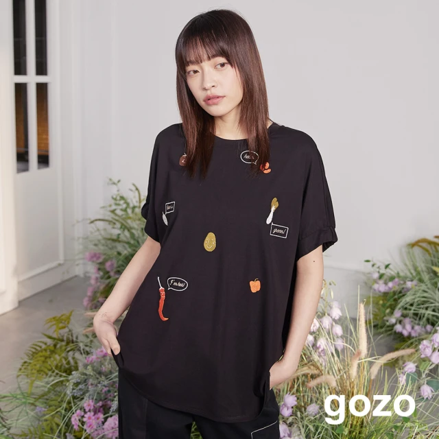 【gozo】蔬果對話寬版連袖T恤(兩色)