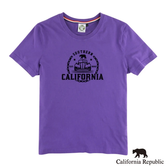 California Republic CR熊復古汽車絞鏈圖騰圓領純棉TEE(男版)