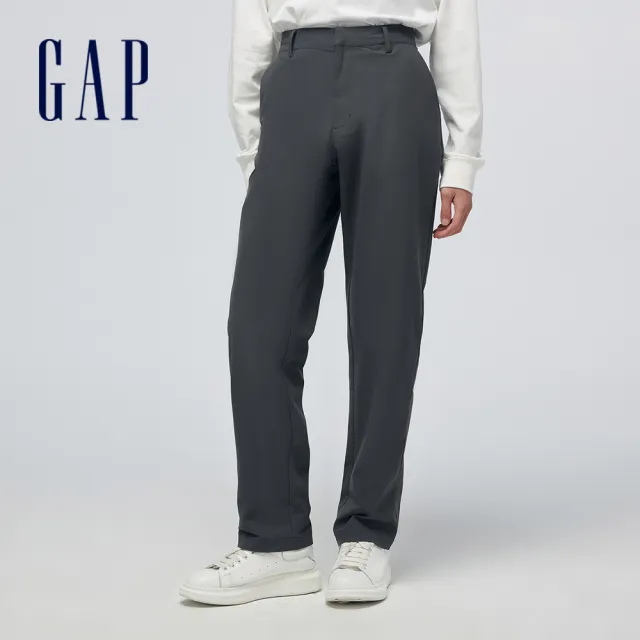 【GAP】男裝 雙面彈修身西裝褲-黑灰色(887956)