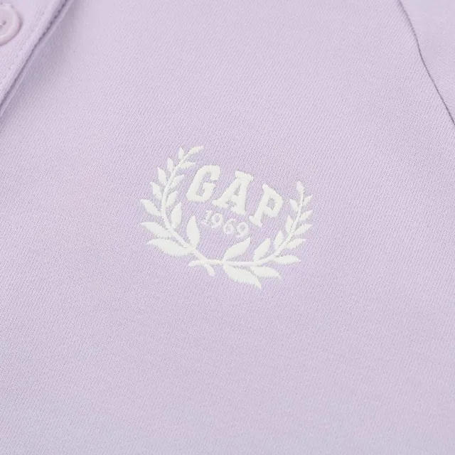 【GAP】女童裝 Logo翻領大學T-淺紫色(890212)