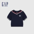 【GAP】女幼童裝 Logo印花翻領短袖T恤-海軍藍(890342)