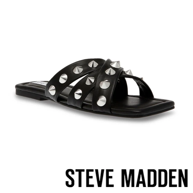 STEVE MADDEN MALEAH 鉚釘交叉帶拖鞋(黑色)