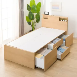 【NITORI 宜得利家居】◎雙人加大床座 床架 N-ZIO-C BOX LBR TW 附充電孔 附小夜燈(床座 床架)