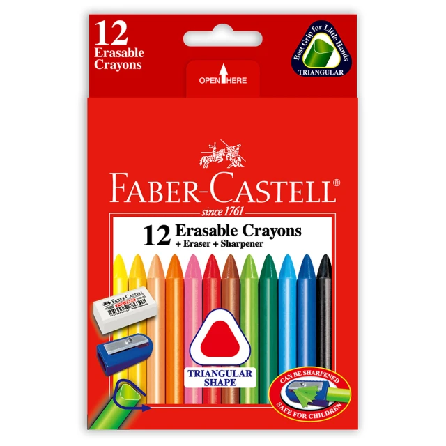 Faber-Castell 德國輝柏 三角擦擦蠟筆12色(兒童 禮物 文具)