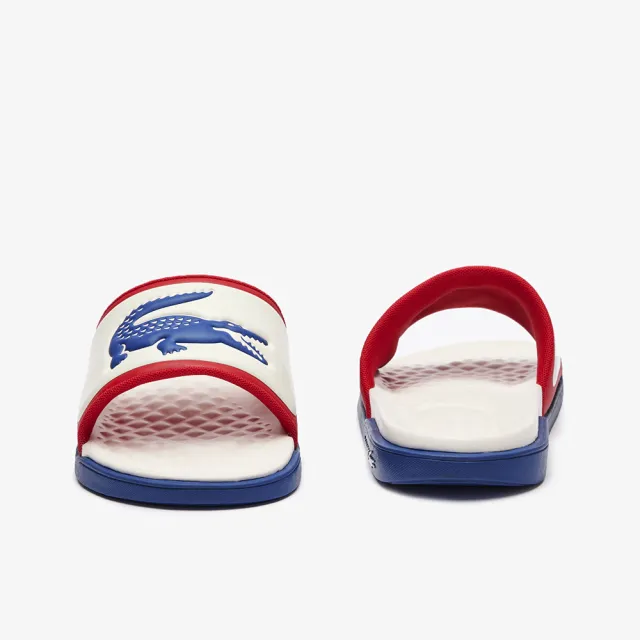 【LACOSTE】SERVE SLIDE 男鞋 雙色鱷魚LOGO拖鞋 藍白 外出拖鞋 室內拖鞋(47CMA0014_W1B 24ss)