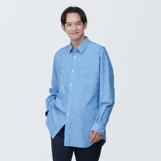 【MUJI 無印良品】男有機棉免熨燙舒適合身長袖襯衫(共4色)