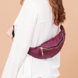 【BAGGLY&CO】菱格紋真皮尼龍鏈條胸包腰包(紫色/卡其色)
