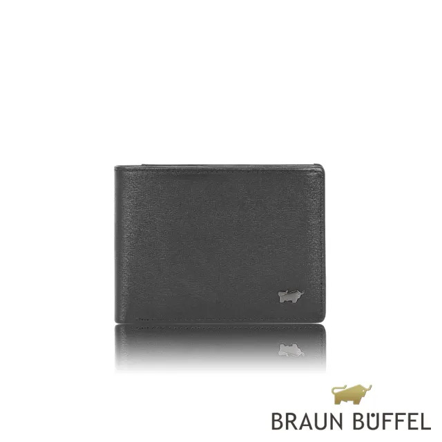 【BRAUN BUFFEL 德國小金牛】台灣總代理 戰神-A 6卡男夾-黑色(BF518-312-BK)