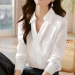 【MsMore】休閒高級感不對稱V領襯衫新款休閒百搭長袖白色短版上衣#121057(白)