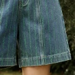 【OUWEY 歐薇】撞色緹織線條五分牛仔褲(藍色；S-L；3242228507)