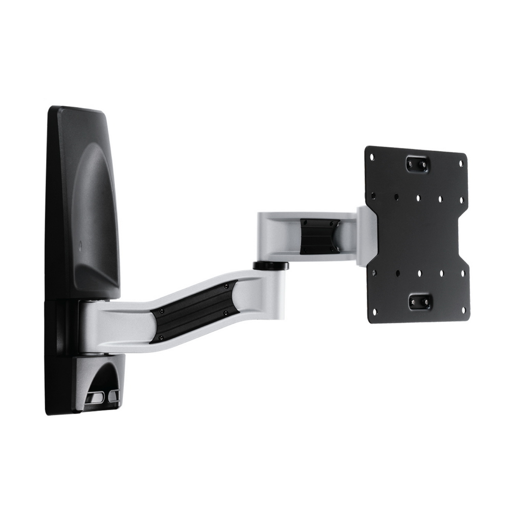 HE H220AR 雙臂壁掛架，採用鋅鋁合金與中鋼鋼材，防鏽烤漆處理，適用22-55吋顯示器，最大承重35公斤。VESA孔位支援100x100、200x100、200x200公分，離牆距離10.5公分，前後拉伸10.5-56.2公分，左右視角±150度，上下俯仰±15度。臺灣製造，保固4年以上，附安全鎖、扭力調整及DIY安裝配件，銀色系設計輕巧（本體6.7公斤），完美解決空間不足問題，提升居家或辦公室螢幕使用體驗。