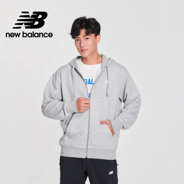 【NEW BALANCE】NB 刺繡NB休閒連帽外套_男性_灰色_MJ41501AG(美版 版型偏大)