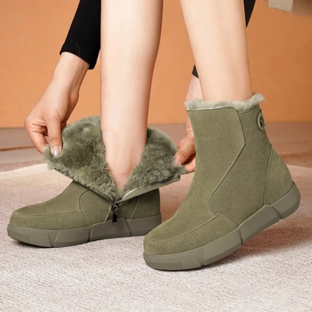 Taroko 暖暖菱格加絨防水厚底短雪靴(2色可選)評價推薦