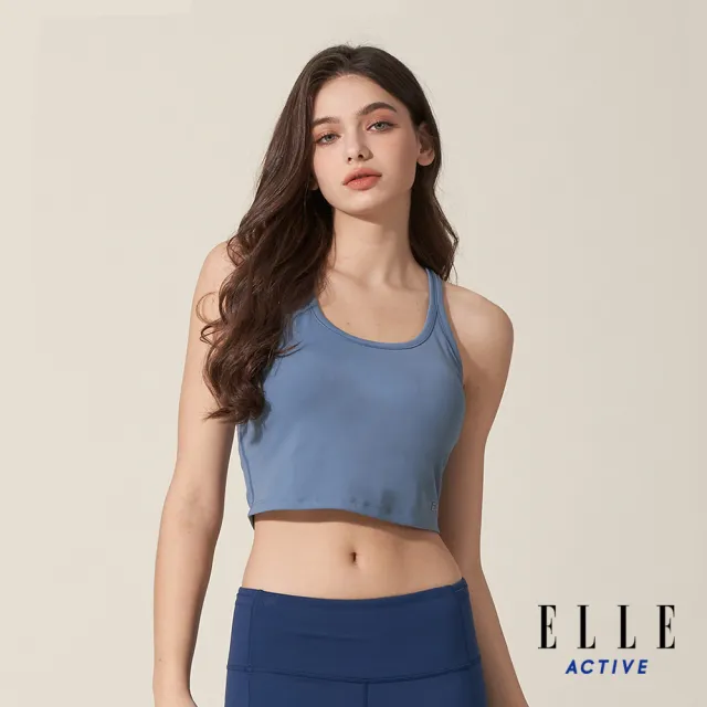 【ELLE ACTIVE】女款 修身細肩帶短背心-藍色(EA24M2W1001#33)