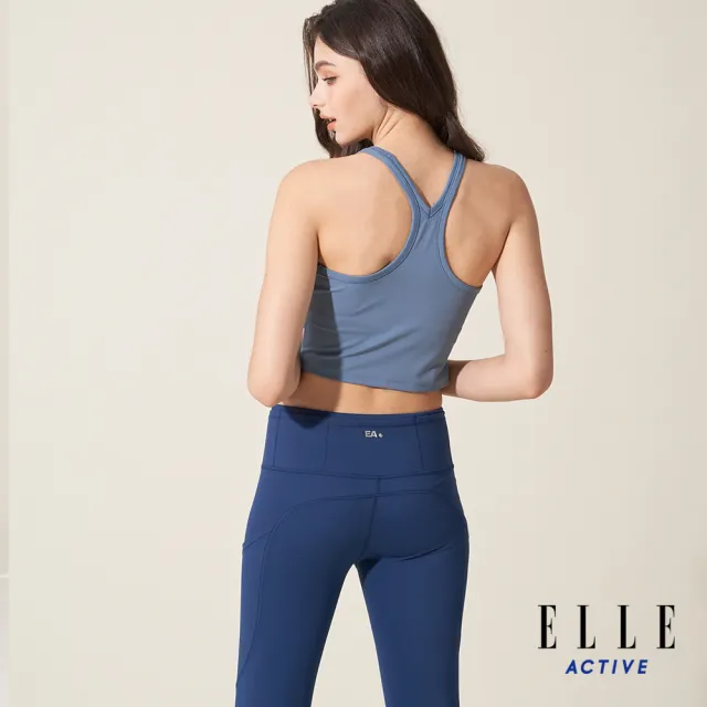 【ELLE ACTIVE】女款 腰側口袋剪接瑜珈褲-藍色(EA24M2W3703#35)