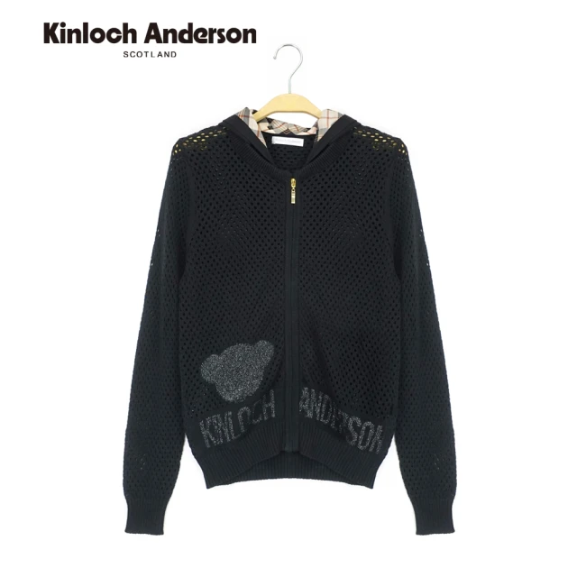 Kinloch Anderson 簍空小熊連帽罩衫長袖外套 金安德森女裝(KA0979033 黑/白)