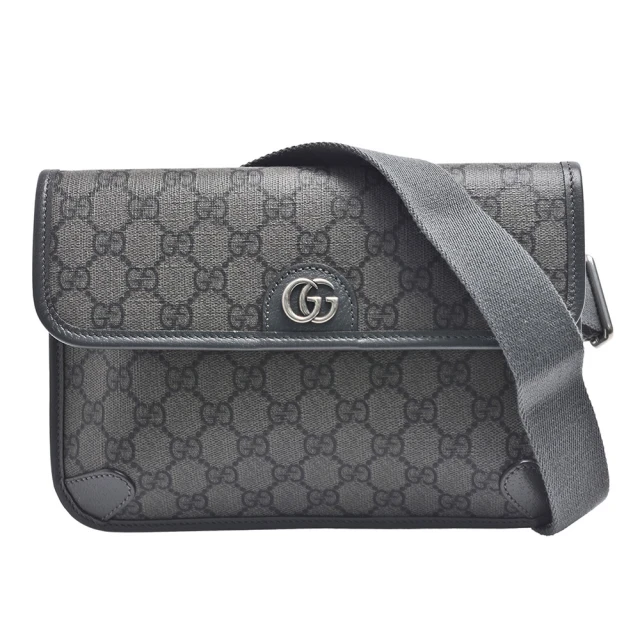 【GUCCI 古馳】經典Ophidia GG Supreme印花帆布腰包(小-灰色☆752597-2ZGMN-8576)