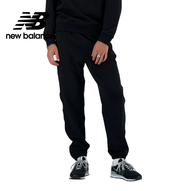 NEW BALANCE 兩側螺紋拼接棉質長褲_AMP41508BK_男性_黑色