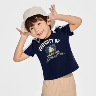 【GAP】男童裝 Logo純棉小熊印花圓領短袖T恤-海軍藍(891986)