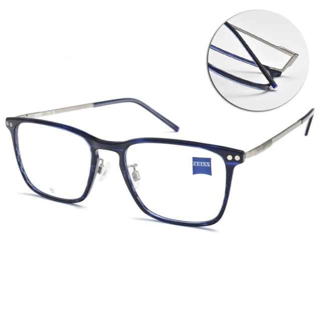 ZEISS 蔡司 方框光學眼鏡(透深藍 銀#ZS22705LB 462)
