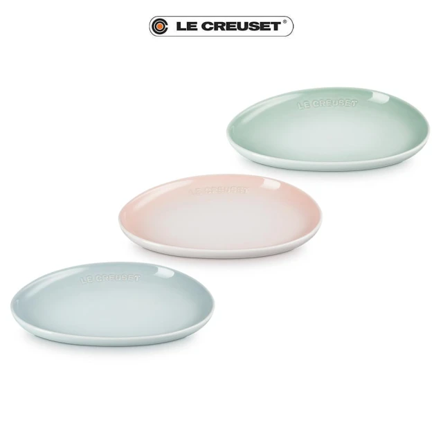 【Le Creuset】繁花系列瓷器花瓣造型盤21cm(貝殼粉/湖水綠/銀灰藍 3色選1)