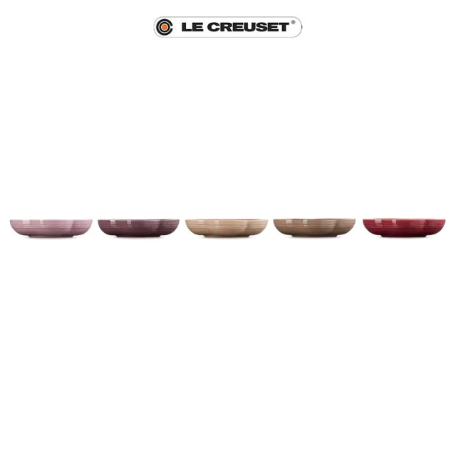 【Le Creuset】瓷器花型盤-中-20cm-5入(錦葵紫/無花果/卡布奇諾/松露棕/樹莓)
