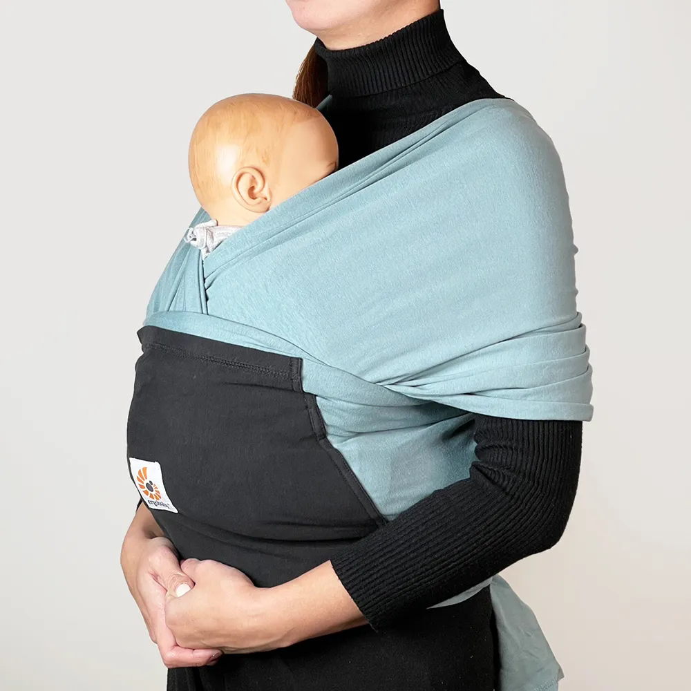 【Ergobaby】包裹式嬰兒揹巾/揹帶(湖水綠/黑色)